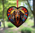 Dachshund Dapple Stained Glass Effect Heart Suncatcher